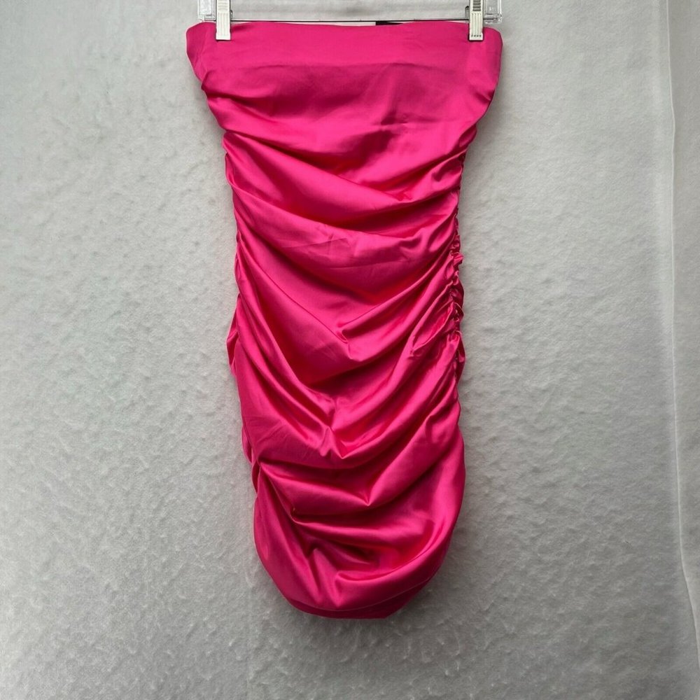 Fashion Nova Dress Women's Sz S Pink Bodycon Tube Strapless Ruched. Gorgeous!
